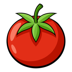 Vector Tomato Illustration with White Background – Clipart, Cartoons, Line Art Design,  Create a vibrant tomato vector illustration for your projects with a white background