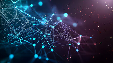 Dynamic Plexus Network With Glowing Blue Nodes And Lines Against A Dark Background With Reddish Highlights Digital Technology And Data Communication