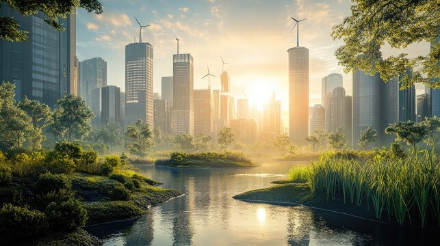 Eco-Cityscape, Sustainable Urban Paradise