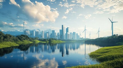 Eco-City Skyline, Sustainable Urban Landscape