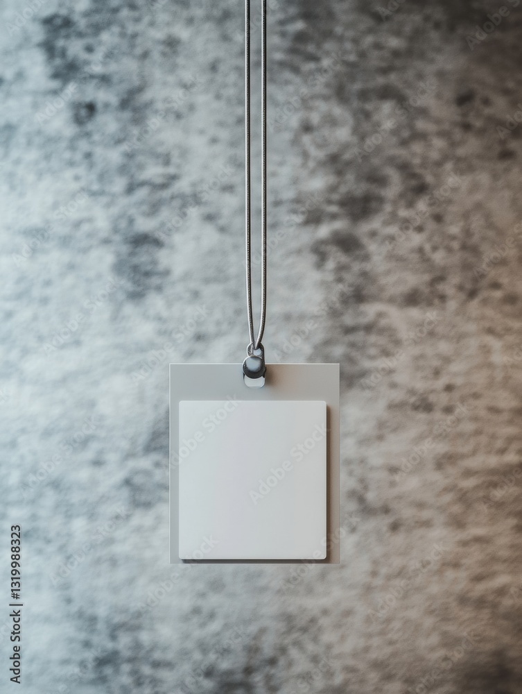 Fototapete Minimalist work badge displayed on textured wall with soft lighting highlighting its clean design and balanced composition