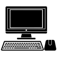 Desktop Computer Icon Vector - Isolated, White Background, Cartoon, Clipart, Line Art, Vector design of a desktop computer icon with a white background, perfect for digital products