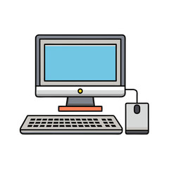 Desktop Computer Icon Vector - Isolated, White Background, Cartoon, Clipart, Line Art, Vector design of a desktop computer icon with a white background, perfect for digital products