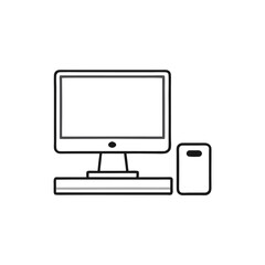 Desktop Computer Icon Vector - Isolated, White Background, Cartoon, Clipart, Line Art, Vector design of a desktop computer icon with a white background, perfect for digital products
