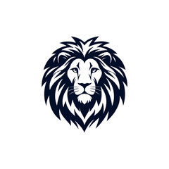 lion, lion face silhouette logo vector line art logo design