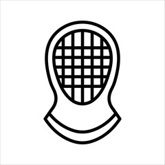 fencing mask Icon Symbol isolated white background. vector illustration. color editable.