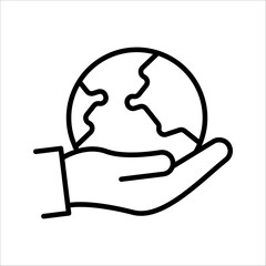  hand hold globe Icon Symbol isolated white background. vector illustration. color editable.