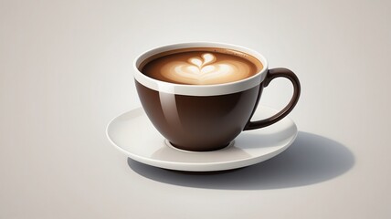 Fototapeta premium A steaming cup of coffee with latte art on a saucer perfect for cozy mornings and warm beverag