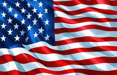 Obraz premium Waving American flag with stars and stripes pattern.
