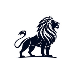 lion, lion face silhouette logo vector line art logo design