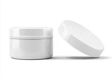 Cosmetic cream jar in white with screw-on lid for skincare products