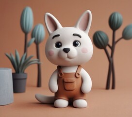 Naklejka premium 3d colorful cartoon character with cute eyes and face