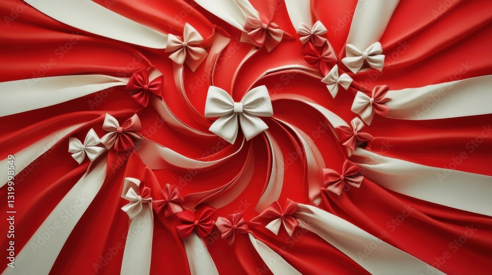 Poster Spiral ribbons and bows creating a festive backdrop with space for personalized text or logos