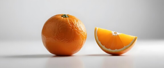 Photo A Bright Orange Orange Placed On A Clean White Surface With A White Background. The Lighting Is Soft And Even, Highlighting The Texture Of The Orange Peel.