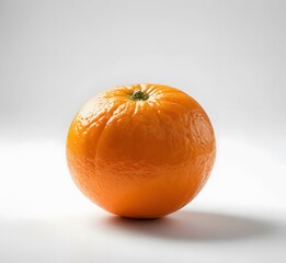 Photo A Bright Orange Orange Placed On A Clean White Surface With A White Background. The Lighting Is Soft And Even, Highlighting The Texture Of The Orange Peel.