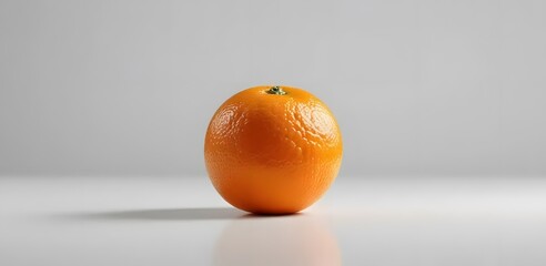 Photo A Bright Orange Orange Placed On A Clean White Surface With A White Background. The Lighting Is Soft And Even, Highlighting The Texture Of The Orange Peel.