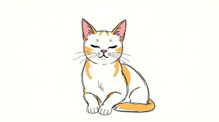 Cute Cartoon Cat with Closed Eyes
