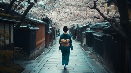 walking in kyoto, GEnerated AI