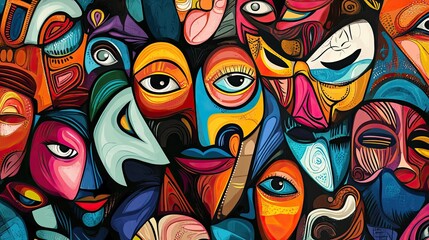 Obraz premium Vibrant background featuring a collection of colorful carnival masks perfect for festive occasions parties and themed events showcasing unique designs and creative expressions in a lively atmosphere