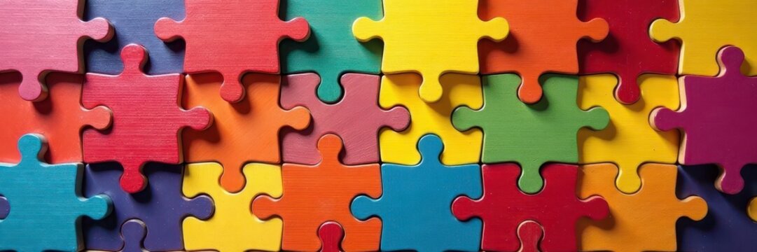 Colorful wooden puzzle nearly complete, one piece remaining , puzzle game, puzzle