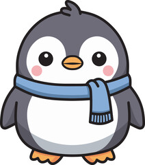 Adorable penguin cartoon drawing illustration 