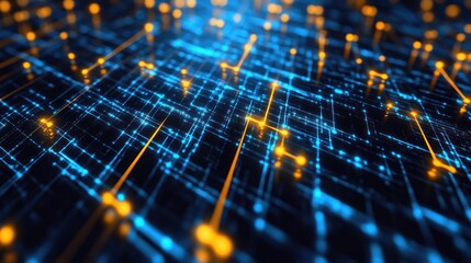 Abstract Digital Network: Glowing Circuitry and Data Streams