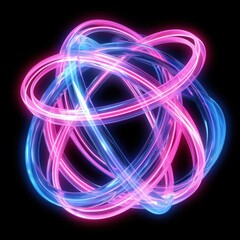 Abstract glowing rings, vibrant energy, dark background, science concept