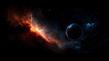 Obraz premium Dark Planet Cosmic Nebula Space Background
