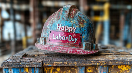 construction helmet on a wooden background