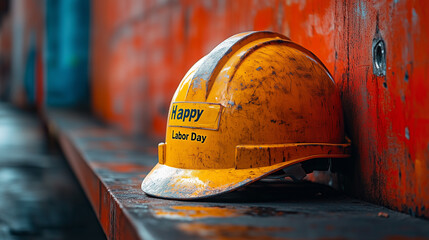 construction helmet on the wall