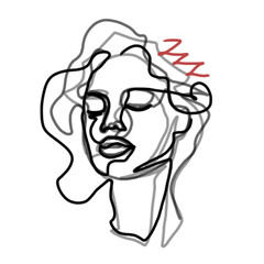 Sleepy Head Minimalist line art - Transparent BG/Printable Art for Bedroom, relaxation spaces, cups, textiles or other wellness projects.