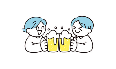 乾杯する人たちのイラスト