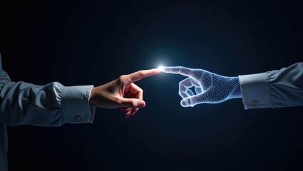 Hand interacting with a modern interface representing digital transformation and metaverse concepts. Connection of next generation technology and a new era of innovation.