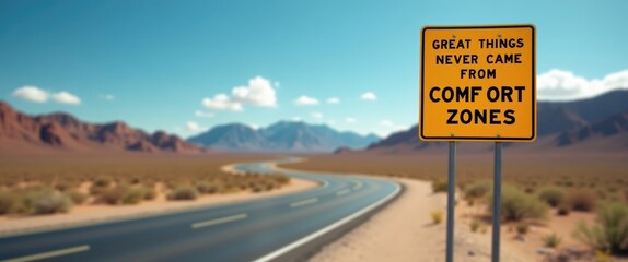 Great Things Never Originated From Comfort Zones sign along the highway