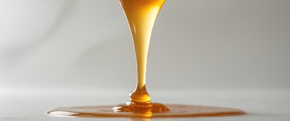 Honey flowing on a white background.