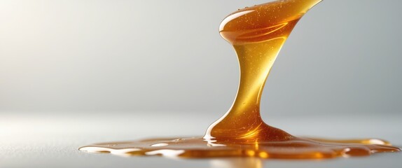 Honey flowing isolated on a white background.