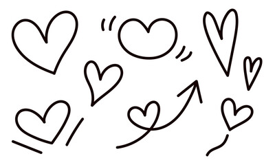 手描きのハートのイラストセット