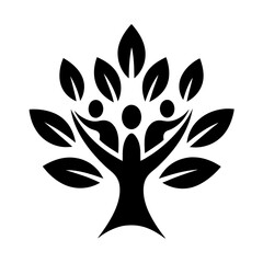 People, Tree, Leaf, Ecology, Nature, Wellness, Healthy Life Logo Vector Design on White Background, Vector design featuring people, tree, leaf, and wellness themes for eco-friendly logos.