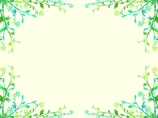 手描き植物のシンプルでナチュラルなフレーム型背景