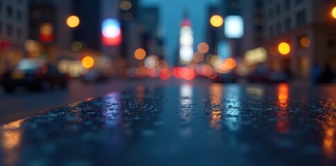 Sharp corner of polished table, city lights below, management, urban, success