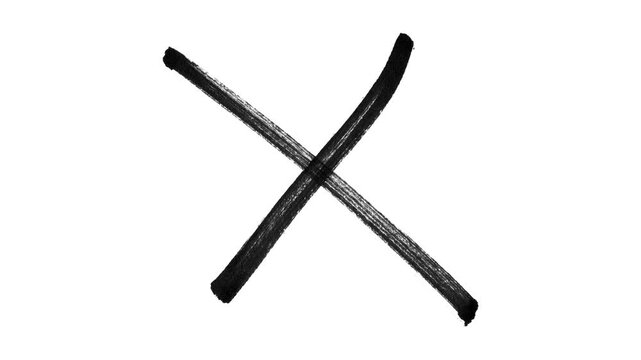Cross brush hand drawing, black cross brush drawing Animation of drawing marker cross. Concept of cancel, x, negation, don&rsquo;t, forbidden, prohibited. with alpha channel