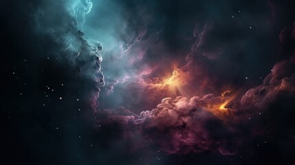Fototapeta premium Stunning celestial clouds with vibrant hues and bright star formations Space art