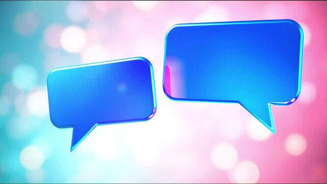 Colorful speech bubbles representing communication, set against a vibrant bokeh background