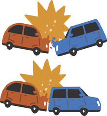 衝突する車　ポップなイラストセット