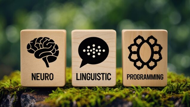 icon NLP - Neuro linguistic programming, medical concept. Artificial Intelligence Entity Using Voice to Communicate as Depicted by Soundwave - Natural Language Processing