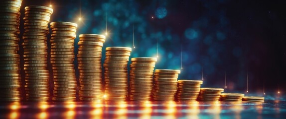 Interest Rate Declining Graph Created With Stacked Coins