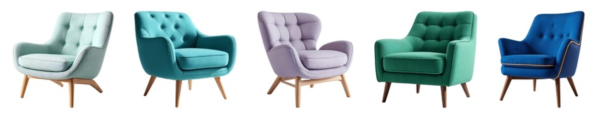 Naklejka premium Set of various Modern Dining Chair isolated on transparent background