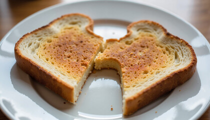 Toasted bread slice with butter on white plate