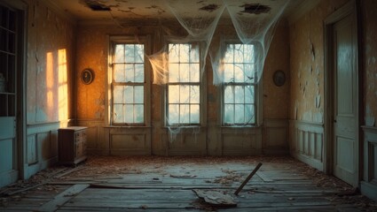 Fototapeta premium interior of a derelict old house