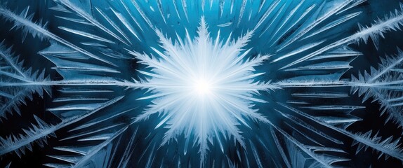 Fototapeta premium Ice on a window, backdrop